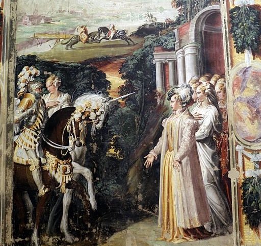 Niccolò dell'Abate: Alcina riceve Ruggiero, Affreschi dell'Orlando (Public domain, https://commons.wikimedia.org)